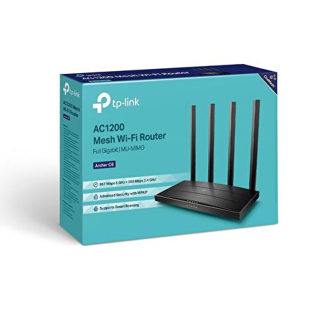 TP-LINK ARCHER C6 AC1200 MESH KABLOSUZ DUAL BAND ROUTER