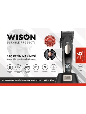 WISON WS-9800 9000 RPM Dijital Göstergeli Profesyonel Kablosuz Tıraş Makinesi