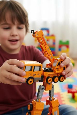 Miniso Robot Dönüşebilen Vinç Oyuncak – Hareketli Parçalı Eğitici Tasarım 18 Cm