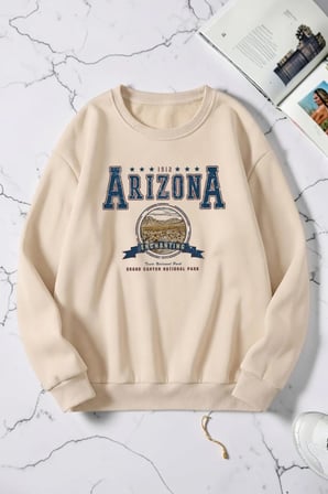 Unisex Arizona Baskılı Bisiklet Yaka Sweatshirt
