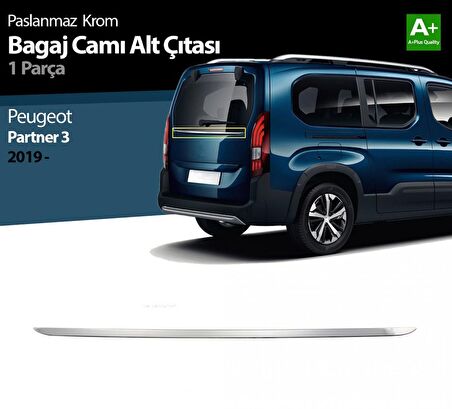 S-Dizayn Peugeot Partner 3 Krom Bagaj Camı Alt Çıtası 2019 Üzeri