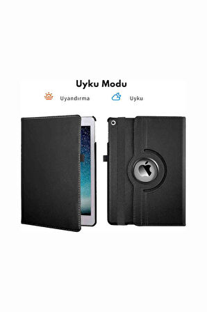 iPad Air 11 M3 2025 Uyumlu 360° Yatay Dikey Dönebilen Deri Tablet Kılıfı