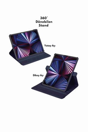 Lenovo M11 TB-330FU Uyumlu Standlı 360° Yatay Dikey Dönebilen Deri Tablet Kılıfı
