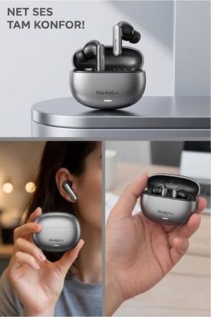 Lenovo Thinkplus Bluetooth Kulaklık Akıllı Anc Tws 5.4 Kablosuz Kulaklık LP51 Pro Gri