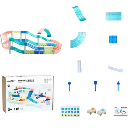 Mideer Magnetic Tiles Arabalı Yarış Pisti 115 Parça
