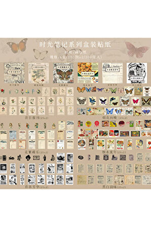 Zaman Notları Temalı 6 Adet Sticker Kutu Seti • Bullet Journal (GGK-DK097)