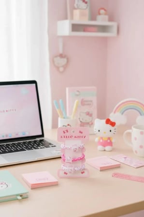 Sanrio Lisanslı Hello Kitty Zar Figürlü Saç Lastiği 11 Cm – 3 Adet Renkli Sevimli Set
