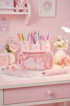 Sanrio Lisanslı My Melody Lale Koleksiyonu Çift Katmanlı Kalemlik 21 Cm Şık Tasarım