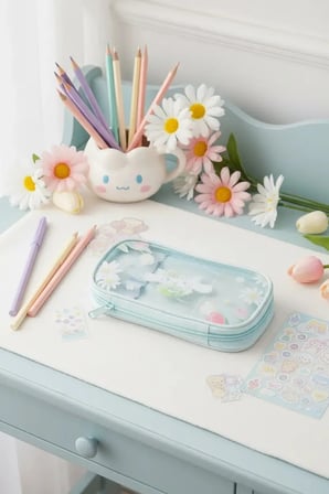 Sanrio Lisanslı Cinnamoroll Lale Koleksiyonu Çift Katmanlı Kalemlik 21 Cm Şık Tasarım