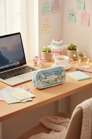 Sanrio Lisanslı Cinnamoroll Lale Koleksiyonu Çift Katmanlı Kalemlik 21 Cm Şık Tasarım