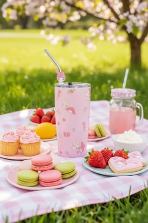 Sanrio Lisanslı My Melody Pipetli Çelik Matara – 304 Paslanmaz Çelik Pembe Matara 580 ml