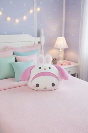 Sanrio Lisanslı My Melody Yastık 45 Cm – Baş Şekilli Yumuşak Dekoratif