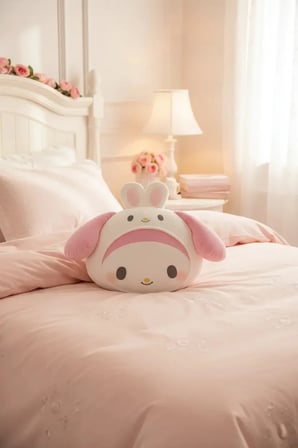 Sanrio Lisanslı My Melody Yastık 45 Cm – Baş Şekilli Yumuşak Dekoratif