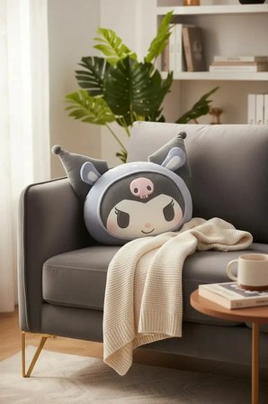 Sanrio Lisanslı Kuromi Yastık 37 Cm – Şekilli Yumuşak Dekoratif