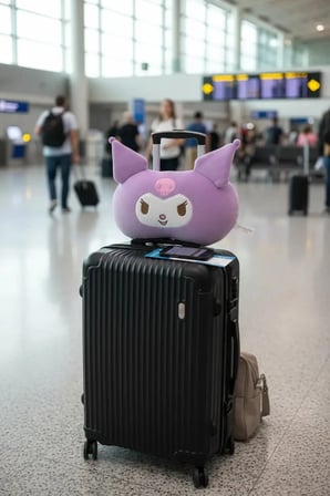 Sanrio Kuromi Lisanslı Kulaklı Hafızalı Boyun Yastığı – Ergonomik Seyahat Yastığı 25 Cm