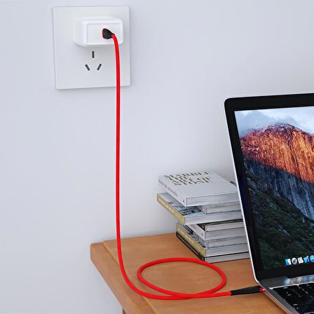 DM SL019 65W 3A Type-C to Type-C Hızlı Şarj ve Data Kablosu Kırmızı 1 Metre