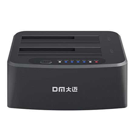 DM Çift Slotlu Offline Clone USB3.0 Sata 2.5 / 3.5 inch HDD SSD Dock Station Klonlama