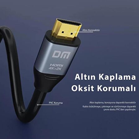 DM HI015 4K 60Hz HDMI 2.0 Görüntü ve Ses Aktarım Kablosu 15 Metre