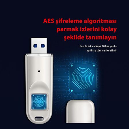 DM FD069 Parmak İzi Okuyuculu Şifreli USB 3.0 64GB Flash Bellek