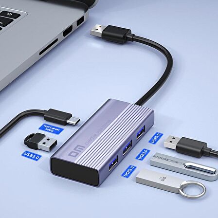 DM CHB060 PD Güç Destekli USB 3.0 4 Portlu USB-A Hub Çoklayıcı Adaptör