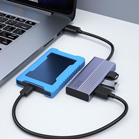 DM CHB060 PD Güç Destekli USB 3.0 4 Portlu USB-A Hub Çoklayıcı Adaptör