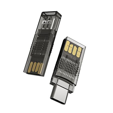 DM CR028 USB-A + Type-C Micro SD TF Kart Okuyucu Adaptör