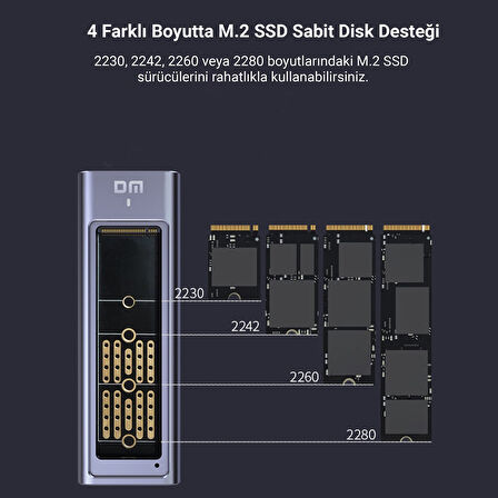 DM HD2000 USB 3.2 Gen 2 Type-C 20Gbps PCIe SATA M.2 NVMe NGFF SSD Disk Kutusu