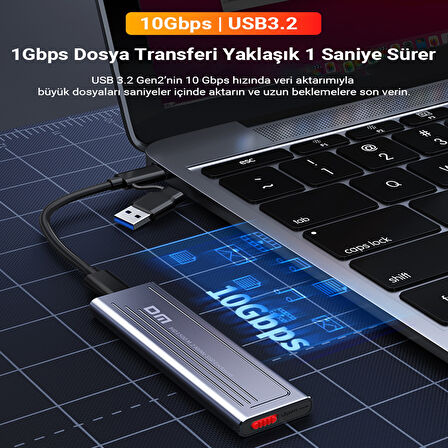 DM HD1500 10Gbps Type-C 3.2 Gen 2 M / B&M Key M.2 NVMe SSD Kutusu