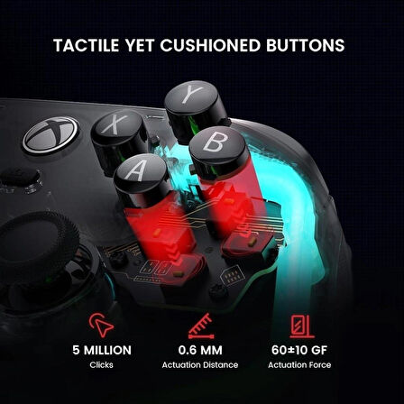 GameSir KALEID Kablolu Hall Effect Controller Xbox Series X|S, Xbox One ve Windows Şeffaf Siyah