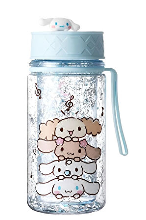 Sanrio Lisanslı Askılı Simli Plastik Şişe (300ml) - Kuromi - Cinnamoroll -  Pompompurin