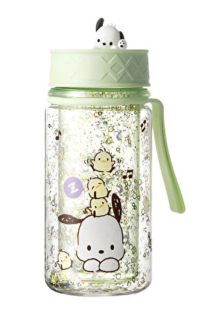 Sanrio Lisanslı Askılı Simli Plastik Şişe (300ml) - Kuromi - Cinnamoroll -  Pompompurin