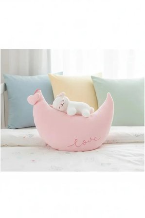 Miniso Lisanslı Kuzu Baa Serisi Beyaz Peluş Oyuncak – Uykucu Temalı Dekoratif Yastık ve Oyuncak 36 Cm