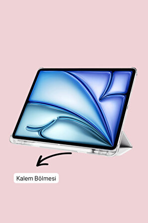 iPad Air 11 inç 2024 6. Nesil M2 Çip Uyumlu Kalem Bölmeli Akıllı Smart Tablet Kılıfı