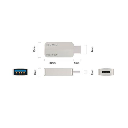 ORICO Type-C USB3.1 Gen1 to USB-A Şarj ve Data Dönüştürücü Adaptör