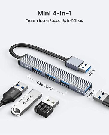 Orico USB-A to USB 3.0 Alüminyum Alaşım 4 Portlu Çoklayıcı HUB