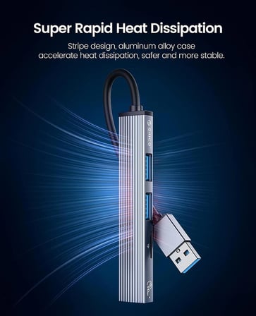 Orico 3 Portlu USB 3.0 Çoklayıcı TF Micro SD Kart Okuyucu Hub Alüminyum
