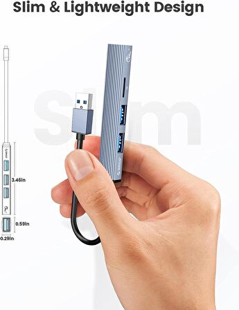 Orico 3 Portlu USB 3.0 Çoklayıcı TF Micro SD Kart Okuyucu Hub Alüminyum