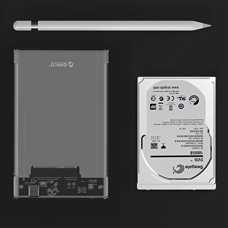Orico USB 3.1 Gen2 Type-C 2.5” inch SATA SSD Hard Disk Kutusu Şeffaf