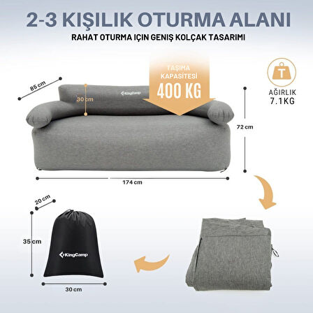 KingCamp Smashing Çift Kişilik Premium Şişme Kanepe