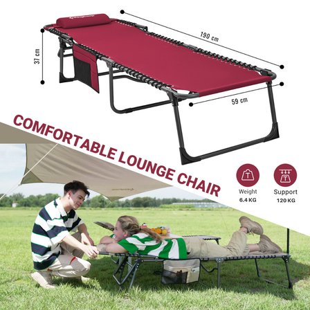 KingCamp Berlin Classic Comfort 2'li Set 5 Kademeli Katlanır Şezlong Wine
