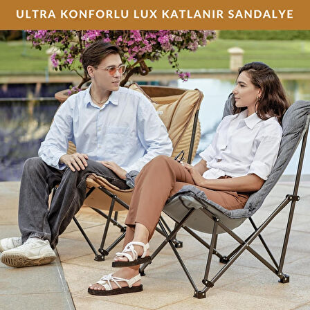 KingCamp Lemon Lux Ultra Konforlu Kamp Sandalyesi Brown