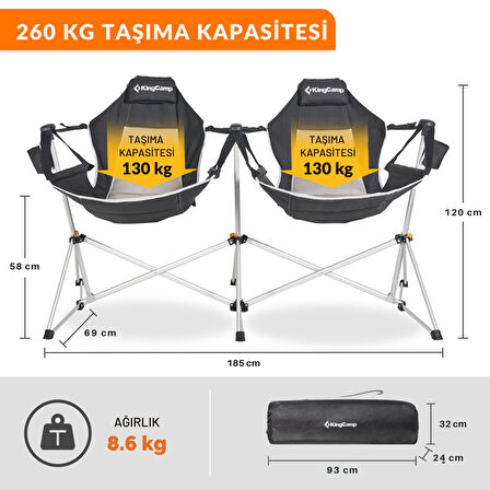 KingCamp Orchid Double Çift Kişilik Salıncaklı Katlanır Kamp Sandalyesi