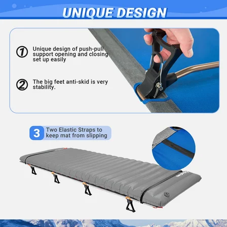 KingCamp Sequoia Ultralight Katlanır Kampet Portatif Yatak Blue/Blk