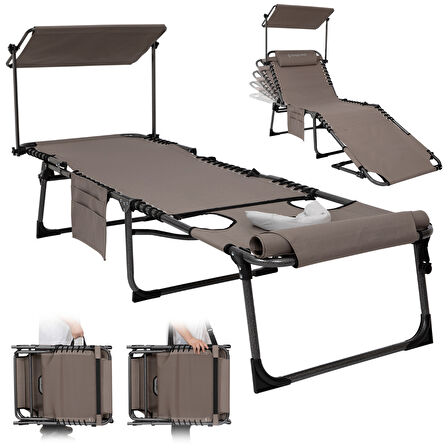 KingCamp Magnolia B10 Plus Hands-Free Premium 7 Kademeli Katlanır Şezlong Beige