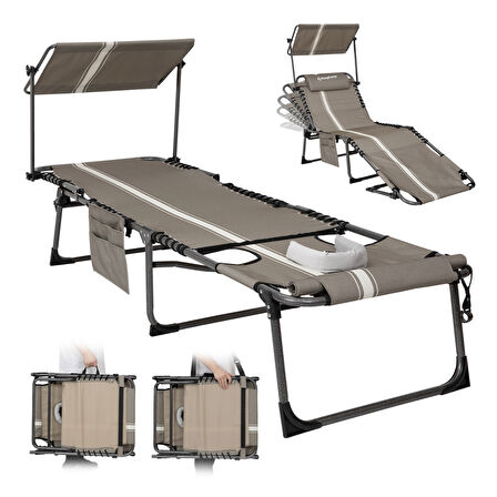 KingCamp Magnolia B10 Plus Hands-Free Premium 7 Kademeli Katlanır Şezlong Grey/White