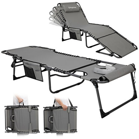 KingCamp Magnolia B10 Hands-Free Premium 7 Kademeli Katlanır Şezlong Grey