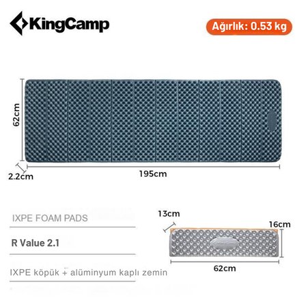 KingCamp Ultralight IXPE Yalıtımlı Z Mat R Değeri 2,1 Blue