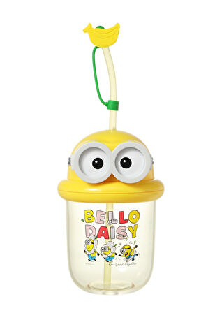 Minions Lisanslı Pipetli Figür Kapaklı Plastik Şişe (590ml)