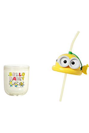 Minions Lisanslı Pipetli Figür Kapaklı Plastik Şişe (590ml)