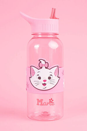 Disney Marie Lisanslı Pipetli ve Kapaklı Plastik Suluk (1000 ML)